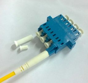 Quadruple 4 Cores LC UPC Singlemode Fiber Optic Adapter Blue Color