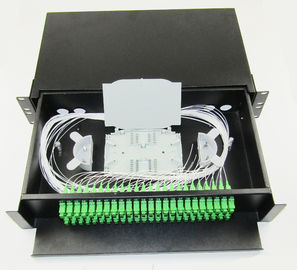 Sliding drawer type terminal box 19 inch Fiber Optic Patch Panel 48ports black cold rolling steel sheet SC/APC adapter