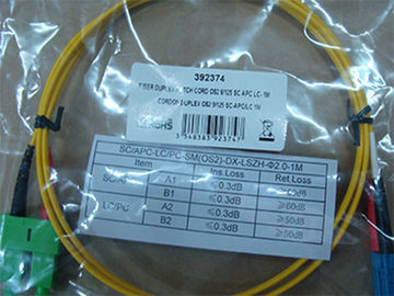 LSZH Yellow color 2.0mm / 3.0mm 900um Fiber Optic Patch Cord LC SC Singlemode Dimplex With High Return Loss